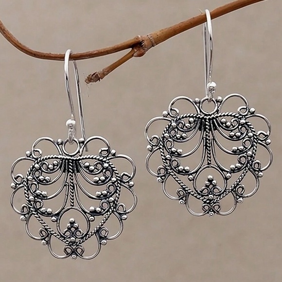 Any 4/$25! Antiqued Silver Openwork Earrings - Picture 2 of 5